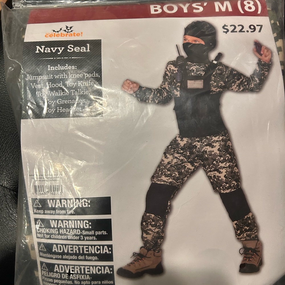 Kids Halloween Costume Boys' Navy Seal with Accessories size 8 M New NWT SWAT